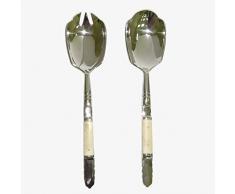 Better & Best Couverts Ã salade en mÃ©tal avec poignÃ©es en os CrÃ¨me et argent Dimensions 5,5 x 2,5 x 25 cm