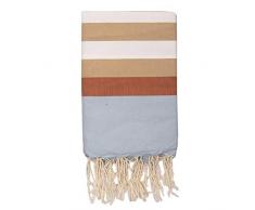 Moorish Idol - Fouta Traditionnelle- 100cm x 200cm- Beige/Blanc/Terracotta/Bleu Ciel