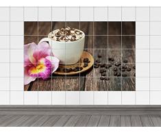 GRAZDesign Stickers pour carrelage Motif café et à Chocolat avec orchidée Crème, Picture Format:105x70cm(WxH), Tile Size: 10 x 10 cm (W x H)