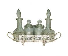 Better & Best Vinaigrier avec 4 flacons, décoré avec Guirlande, métal Verre, Argent, 25 x 5,5 x 17 cm