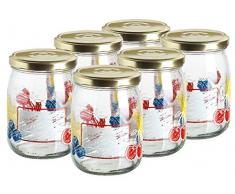 Summer Marmelade 927241 Bocal à Conserves Décoré 50 cl Verre Transparent 6 Pièces