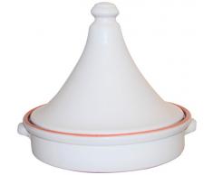 Amazing Cookware Tajine en Terre Cuite avec Naturel Intérieur, Blanc Mat, 25 x 25 x 24 cm