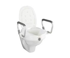 Wenko 20924100 Rehausse dAbattant WC avec PoignÃ©es dAppui, Plastique, Blanc/Argent, 47,5 x 55 x 37,5 cm