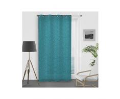 Soleil docre Paon Voilage, Polyester, Bleu, 140 x 250 cm