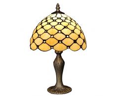 World Art TWGA10026 Chevet avec Pierres Lampe de Table de Nuit, Verre, E14, 40 W, Multicolore, H41 x Ã25 cm