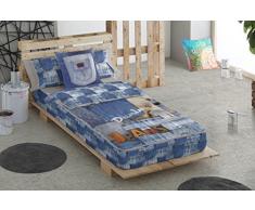 Gale Hayman Style Loïs Sac lit, Drap, taie doreiller et Remplissage, algodón-poliéster, Bleu, Simple, 190 x 90 x 3 cm