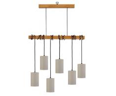 Tosel 21065 Lustre 6 Lumières Bois, E14, 40 W, Marron, 80 x 180 cm