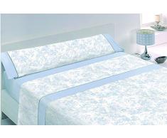 Coton Blanc Cloe Lot de Drap Plat, 50% polyester/50% Coton, Bleu, comptoir 160Â x 270