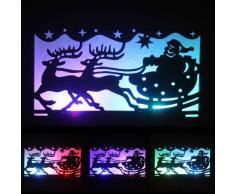 WeRChristmas 29 cm LED Change de Couleur Père Noël et traîneau Plaque Murale de décoration de Table Motif Paysage