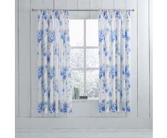 Charlotte Thomas doublé Rideaux plissés avec embrasses, Coton Polyester, Bleu, complète