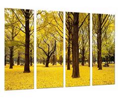 Tableau Moderne Photographique, Impression sur bois, Forêt à lautomne, forêt jaune, 131 x 62 cm, ref. 26651