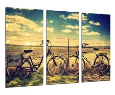 Tableau Moderne Photographique, Impression sur bois, Paysage de vélo Vintage, 97 x 62 cm, ref. 26534