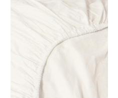 Drap Housse en Satin de Coton mako 140 x 200 + 35 cm. Blanc cassÃ©