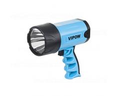 VIPOW Projecteur Ã main 3Â W CREE LED, phare de recherche de 150Â lm, bloc dalimentation, Chargeur de voiture, plastique, bleu, 17Â x 15Â x 8Â cm