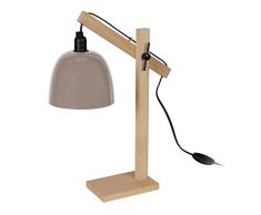 Tosel 90312 Lampe Bureau 1 Lumière, Bois/, E14, 40 W, Gris, 27 x 50 cm