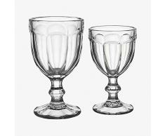 Better & Best Lot de 12 verres à eau + 6 verres à vin, décorés avec des gallons, dimensions 9 x 9 x 16 et 8 x 8 x 14, matériau : verre