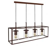 Tosel 21076 Lustre 4 Lumières, Acier/, E27, 40 W, Blanc, 72 x 90 cm