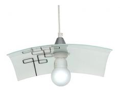 Tosel 11897 Suspension â Manon, Verre sÃ©rigraphe, Monture tÃ´le Aluminium Peinture, E27, 100 W, Mat