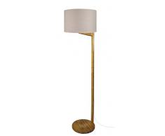 Tosel 51465 Lampadaire Bois/Abat Jour Tissu, E27, 40 W, Blanc, 40 x 168 cm