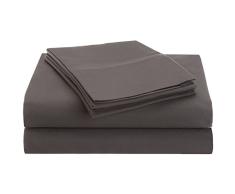 Superior 1500Â Series Massif Poche Profonde Super Doux et rÃ©sistant Ã Rides, Parure de lit 100% Microfibre brossÃ©, Argent, Complet, Lot de 4