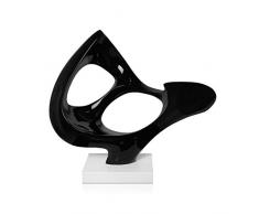 Arte Dal Mondo D7070PB Universes parallÃ¨les Sculpture Abstraite en rÃ©sine laquÃ©e avec Base en marbre, Black, 70x70x20 cm
