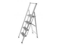 WENKO Escabeau pliant design en aluminium - 4 marches, Aluminium, 44 x 153 x 5.5 cm, Argent mat