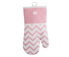 Dr.Oetker 4633 Gant de cuisine rétro, gant rose style rétro, gant pour plats chauds, Coton, Rose pâle, Blanc, 31,5 x 18 cm