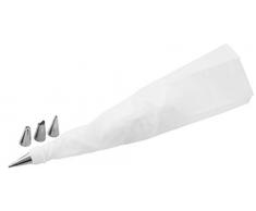 Zeller 44731 Poche à Douille avec 4 Douilles Plastique Blanc/Argent 31 x 18 x 3,5 cm