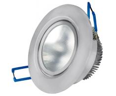 Transmedia LPE1L Spot encastrable à LED 230 V/4,5 W, 260 lm à encastrer dans le plafond, intensité variable 30 degrés CRI/RAâ¯: 80, diamètre 90 x 42 mm, blanc chaud 3000 K, LPE2L, argent 4.5 watts