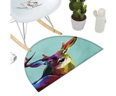 Anshesix Color09 Paillasson en Forme de cerf Semi-Circulaire avec Fleurs abstraites et Animaux domestiques Noir/crème 39,9 x 60,9 cm