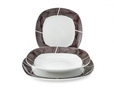 Home Michelle Service de table 18Â piÃ¨ces. Porcelaine, forme carrÃ©e, marron