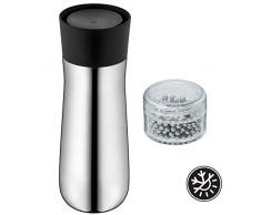 WMF Impulse Gobelet isotherme avec perles de nettoyage 350 ml, hauteur 22 cm, gobelet isotherme avec fermeture automatique, acier inoxydable Cromargan 360 Â°, pour boissons chaudes / 12 h (Argent)