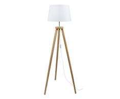 Tosel 51077 Lampadaire 1 Lumière, Bois, E27, 40 W, Blanc, 40 x 155 cm