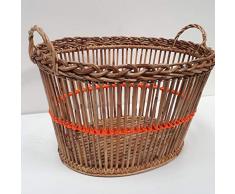 BYRMAY I Panier Ã Â Linge Scoubidou Orange (Set de 3) I Rotin