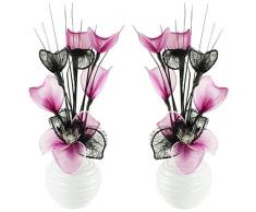 Paire de vases Blanches Assorties avec Fleurs artificielles pour Salon, Rebord de fenêtre, Accessoires de Maison, 32 cm