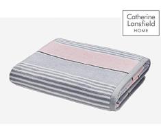 Catherine Lansfield Textured Stripe Drap de Bain Coton, Rose, 90x140cm