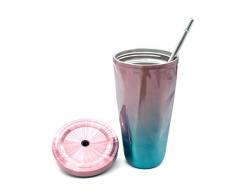 Pudding The Gradient Cup Tasse Isotherme sous Vide avec pailles en Acier Inoxydable