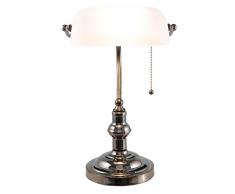 Lumilamp 5LL-5100W Lampe de Bureau avec Abat-Jour en Verre Blanc 27 x 23 x 42 cm E27 Max. 1 x 60 W Art Deco Lampe Classique