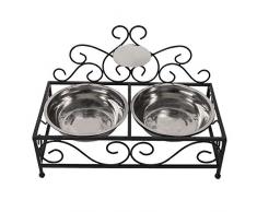 Clayre & Eef 6Y2683 Gamelle pour Chien en Fonte 2 x 1 l 44 x 22 x 31 cm.