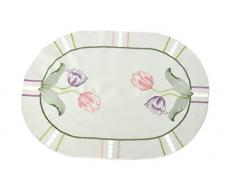 Bellanda 2818â35 x 50 Sets de Table Ovale Printemps Broderies de Grande qualité et druch Rupture Travail, Polyester grossière, Aspect, Env. 35 x 50 cm, Violet/Rose/Champagne/Tulipes