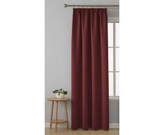 Deconovo Rideau Occultant de Porte Isolant Thermique Galon Fronceur Chambre Salon Adolescent Cuisine Fenêtre Salle 1 Pcs, Tissu, Rouge, 140x175cm