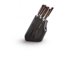 Del Ben PRES/W/6/14 Set de Couteaux Poignées en Cocobolo avec Bloc Wengé 6 Pièces