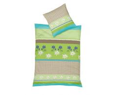 Fleuresse 112913 FB. 5 Parure de lit en Satin maco avec Housse de Couette 140 x 200 cm 2 piÃ¨ces Motif Fleurs Vert