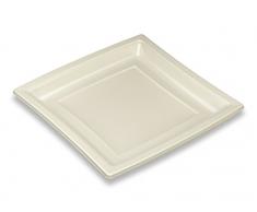 GUILLIN - QUADRIPACK ACF240IV CARTON DE 400 Assiette CarrÃ©e RÃ©utilisable, Plastique, Ivoire, 23,8 x 23,8 x 2 cm