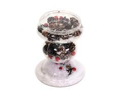 EUROCINSA Photophore en Verre avec intérieur Ananas, berrys Rouges et Neige à 10,8 x 14 cm. 2 unités, Blanc, Taille Unique.