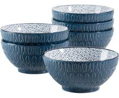 MÃSER 931577 Telde Lot de 6 bols à céréales en porcelaine avec jolie surface en relief et décor émaillé.