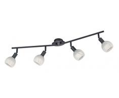 Reality Leuchten Brest Plafonnier en métal et verre 5 ampoules E14 Ligne de spots - 4 ampoules Noir