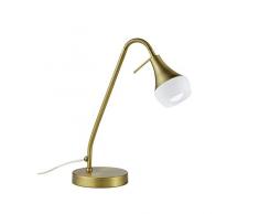 TRIO, Lampe de table, Trumpet 1xE14, max.28,0 W Verre, Blanc, Corps: metal, Laiton fumé L:13,0cm, H:40,5cm, P:34,0cm IP20,Interrupteur de cordon,Flexible