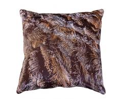 Coussin 50 x 50 cm déhoussable - Thème plumes dautruche - couleur: Marron - Photo dart by Isabelle Delbecque