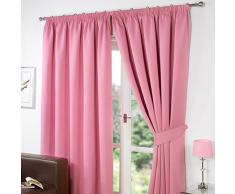 Dreamscene Paire de luxe entièrement doublé Rideaux occultants thermiques plissés avec embrasses,, Polyester, rose, 168 x 229 cm